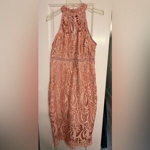 Bardot Isla Pink Lace Halter Midi Dress size 8